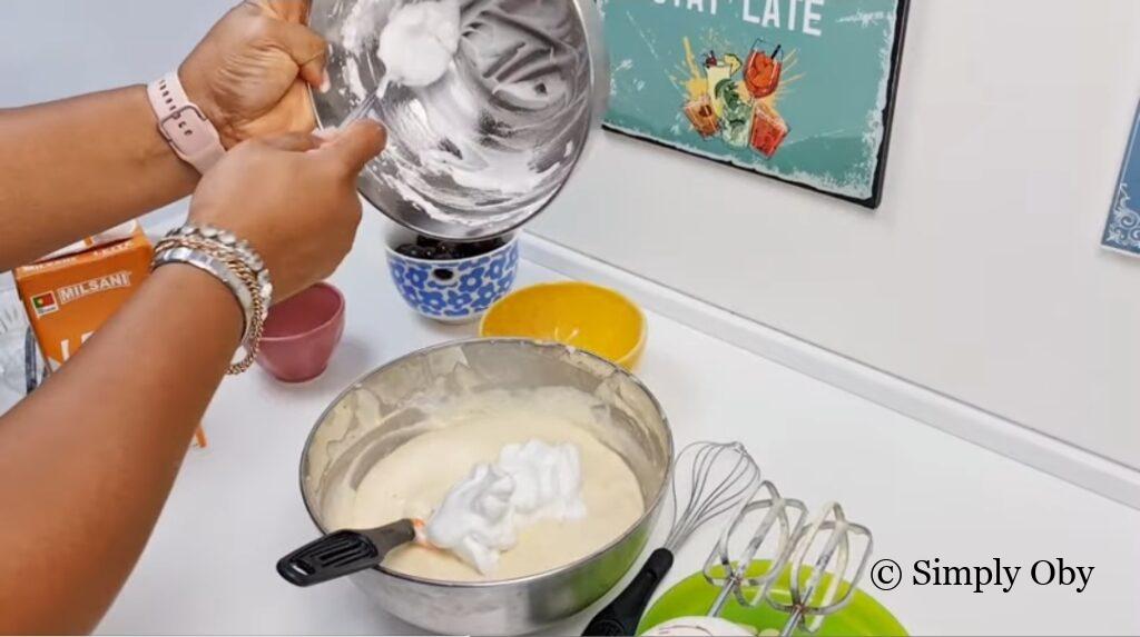 Folding egg white into batter