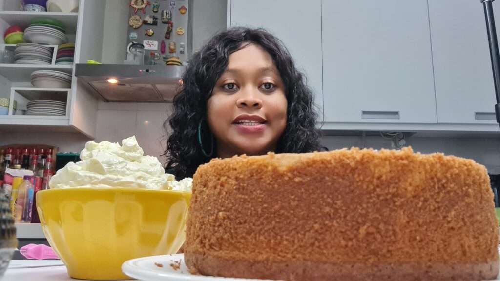 Simply Oby baking in her kitchen